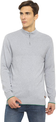 TURTLE Self Design Turtle Neck Casual Men Grey Sweater
