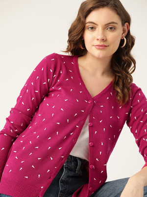Dressberry Printed V Neck Casual Women Multicolor Sweater