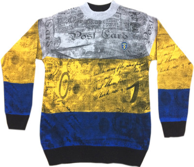 AD & AV Printed, Self Design Round Neck Casual Boys Grey Sweater