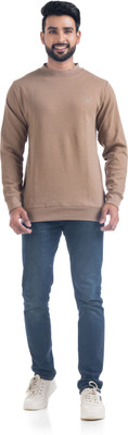 Vital Solid Round Neck Casual Men Beige Sweater