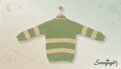 SANAYAGLITZ Self Design Round Neck Casual Baby Boys & Baby Girls Green Sweater