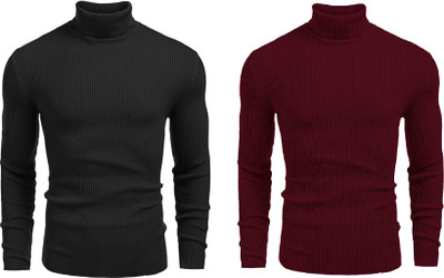 FASHLOOK Striped High Neck Casual Men Multicolor Sweater