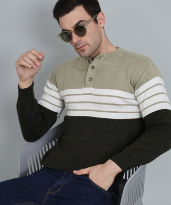 WILLEY Striped Collared Neck Casual Men Multicolor Sweater