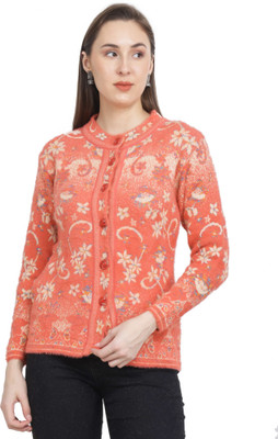 HITTIKA Self Design Round Neck Casual Women Red Sweater