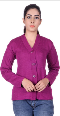 lewiston Self Design V Neck Casual Women Pink Sweater