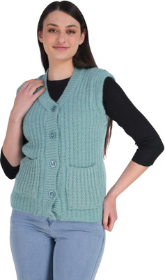 Life and style Self Design V Neck Casual Women Blue Sweater