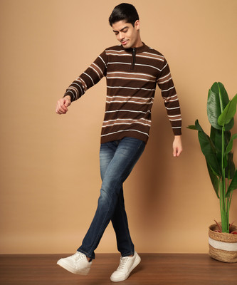 MORKEL Striped Round Neck Casual Men Multicolor Sweater