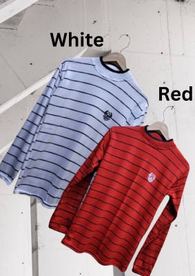 Tiki Tees Striped Round Neck Casual Men Multicolor Sweater