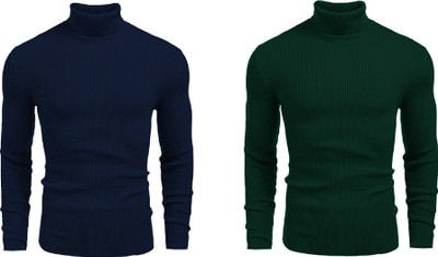 HouseOfCommon Self Design High Neck Casual Men Multicolor Sweater