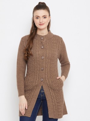 Zigo Woven Round Neck Casual Women Brown Sweater