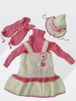 ANVITKAONLINE HUB Self Design High Neck Casual Baby Girls Maroon Sweater