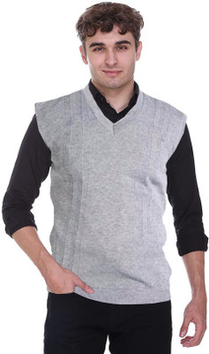 Shunit creation Solid V Neck Casual Men White Sweater