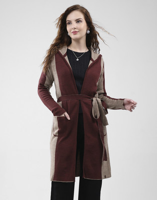 MONTE CARLO Colorblock Hooded Neck Casual Women Red Sweater