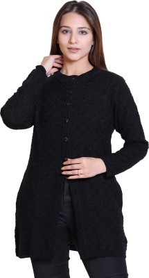 Varenyam Self Design Round Neck Casual Women Black Sweater