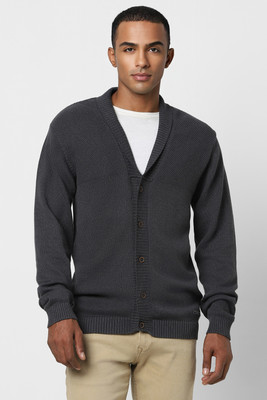 PETER ENGLAND Solid V Neck Casual Men Grey Sweater