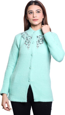 hrd7 Self Design Round Neck Casual Women Green Sweater