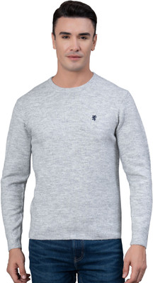 RED TAPE Self Design Round Neck Casual Men Grey Sweater