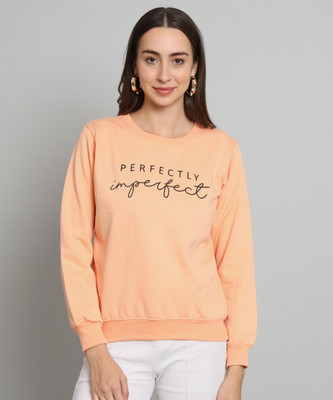 WILLEY Printed Round Neck Casual Women Orange Sweater