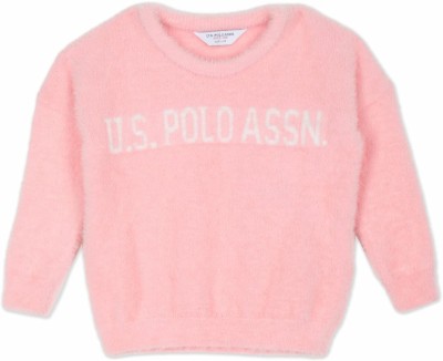 U.S. POLO ASSN. Printed Turtle Neck Casual Girls Pink Sweater