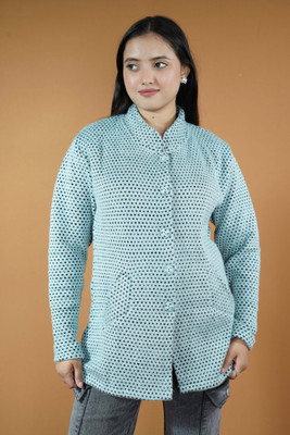 CreativePanther Self Design Collared Neck Casual Women Green Sweater