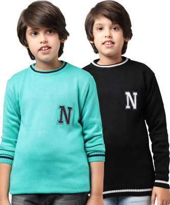 Fit N Fame Printed Round Neck Casual Boys & Girls Multicolor Sweater