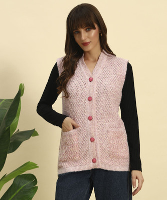 KILVESTED Self Design V Neck Casual Women Pink Sweater
