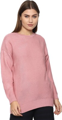 VAN HEUSEN Self Design Round Neck Casual Women Pink Sweater