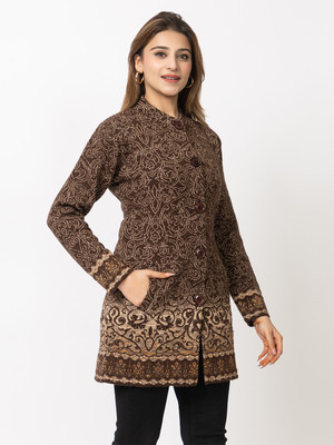 TWENTY ME Printed Round Neck Casual Women Brown Sweater
