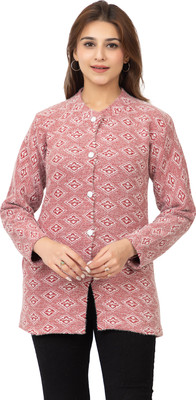 STYLEGOLD Floral Print Round Neck Casual Women Pink, White Sweater