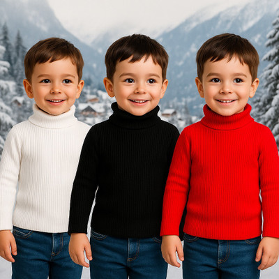 Paryag Striped High Neck Casual Baby Boys & Baby Girls Multicolor Sweater