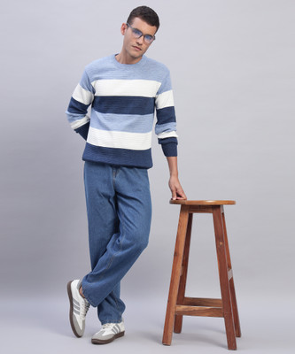 MYLES Striped Round Neck Casual Men Multicolor Sweater