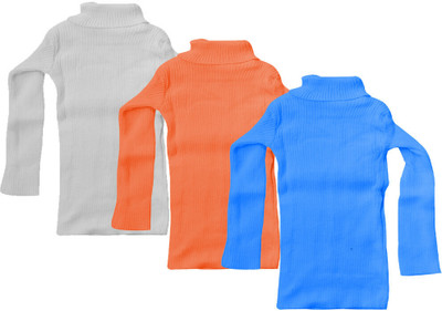TBMANIA Self Design High Neck Casual Girls Multicolor Sweater