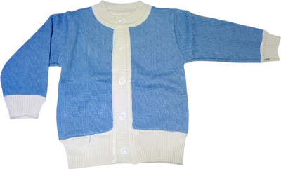 RUDRA KA Woven V Neck Casual Baby Boys & Baby Girls Blue Sweater