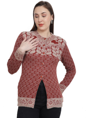 chatanya Solid V Neck Party Women Maroon Sweater