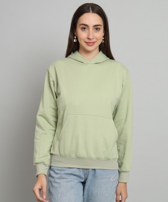 MORKEL Solid Hooded Neck Casual Women Green Sweater