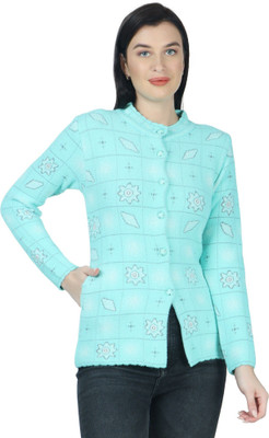 HITTIKA Self Design Round Neck Casual Women Green Sweater