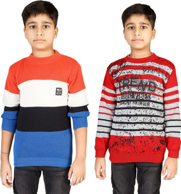 BADOS Colorblock, Striped Round Neck Casual Boys Multicolor Sweater