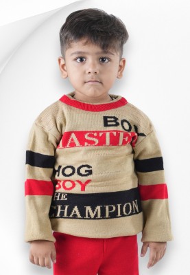 GTwo Printed Round Neck Casual Baby Boys Gold Sweater