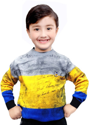 AD & AV Self Design Round Neck Casual Boys Multicolor Sweater