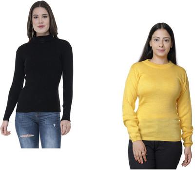 KAVYA Solid High Neck Casual Women Multicolor Sweater