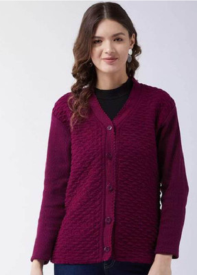 NIRMALA FASHIONS Solid V Neck Casual Women Maroon Sweater