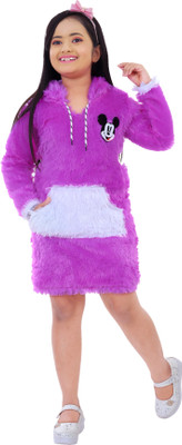 ARIYANGARMENTS Colorblock Hooded Neck Casual Girls Pink Sweater