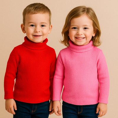 MOM & SON Solid High Neck Casual Baby Boys & Baby Girls Multicolor Sweater