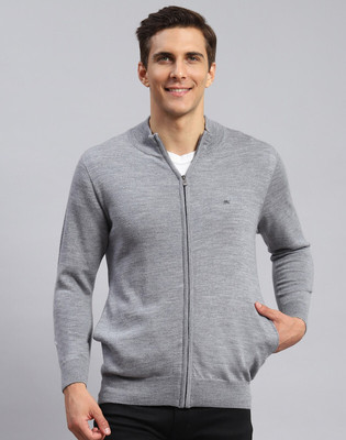 MONTE CARLO Solid Collared Neck Casual Men Grey Sweater