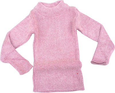 Roop Rang Solid Round Neck Casual Baby Girls Pink Sweater