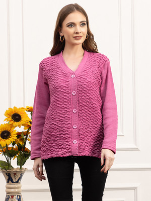 dadu dayal Self Design V Neck Party Women Pink Sweater