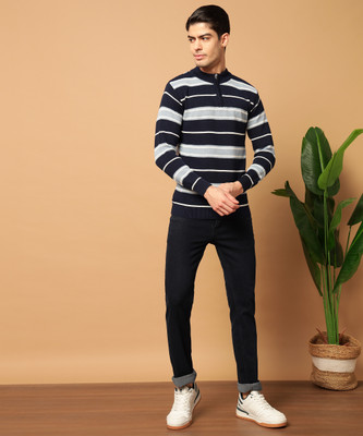 MORKEL Striped Round Neck Casual Men Multicolor Sweater