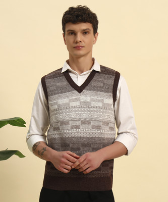 KILVESTED Colorblock V Neck Casual Men Multicolor Sweater