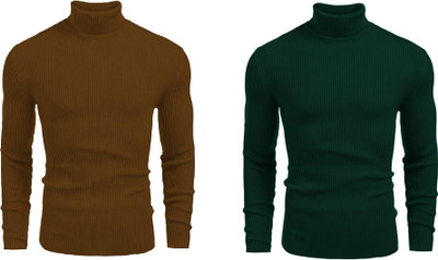 FASHLOOK Self Design High Neck Casual Men Multicolor Sweater