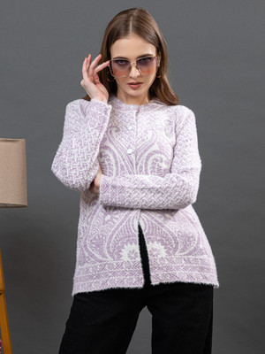 dadu dayal Floral Print Round Neck Casual Women Pink Sweater